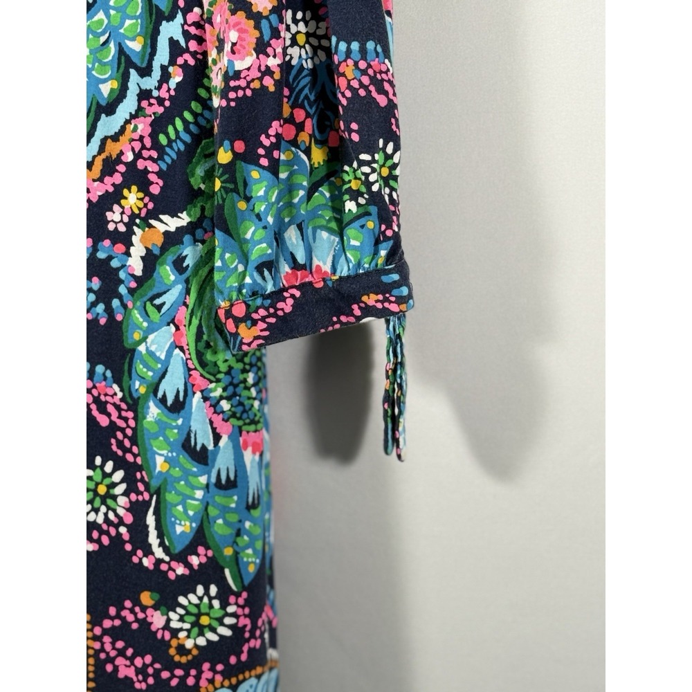 Lilly Pulitzer Cath Dress Take Me To The Sea 3/4 Sleeve V Neck Cotton Womens‎ L - Picture 12 of 14
